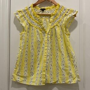 Ann Taylor Factory Yellow Patterned Blouse